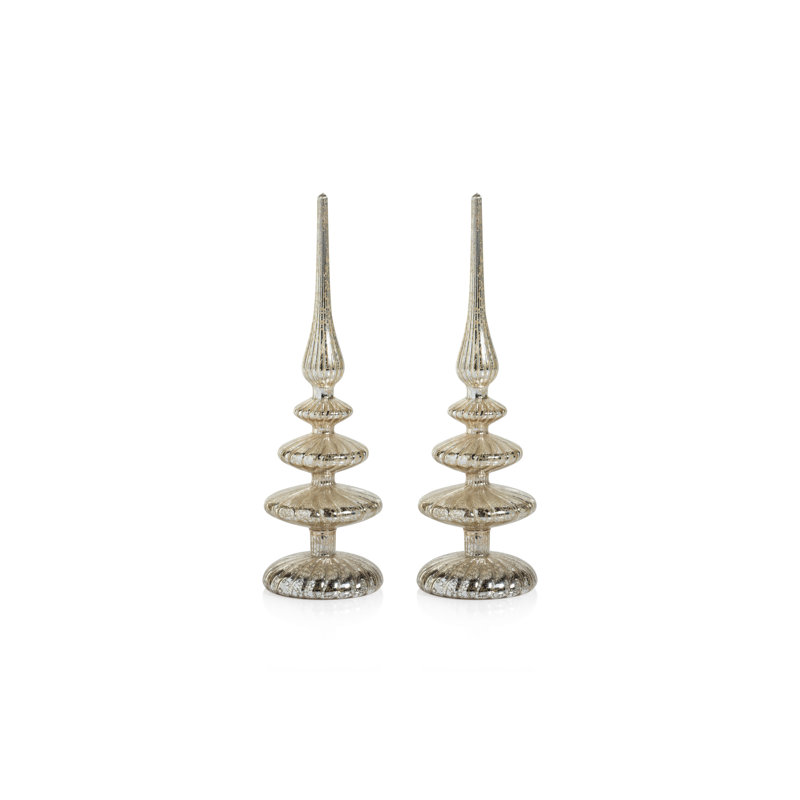 Embouts de table à DEL, ensemble de 2, H 11,5 po x l 3,5 po x P 3,5 po, Argent antique