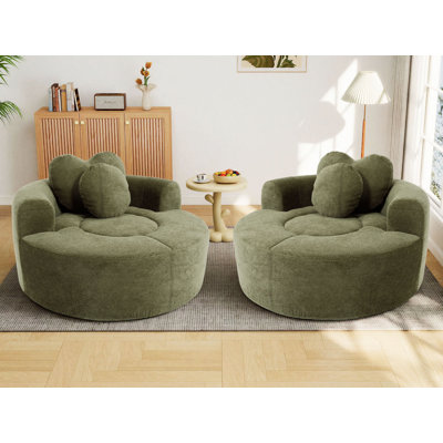 2 pièces de chaise longue surdimensionnée intérieure ronde 54 po, grand fauteuil de compression rembourré en nuage de chenille, sans assemblage requis