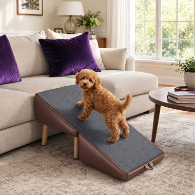 2-in-1 Dog Stairs with Split Ottoman Design & Non-Slip Surface, Dogs Ramp with Easy to Assemble for Small Dogs Cats Puppy