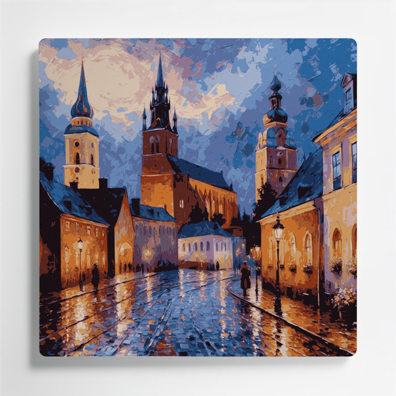 Art mural en métal villes de Tallinn, Estonia, 32" H x 32" W