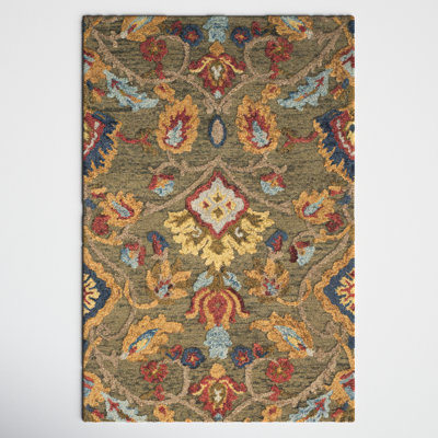 Tansy Green Multi Handmade Wool Floral Rug