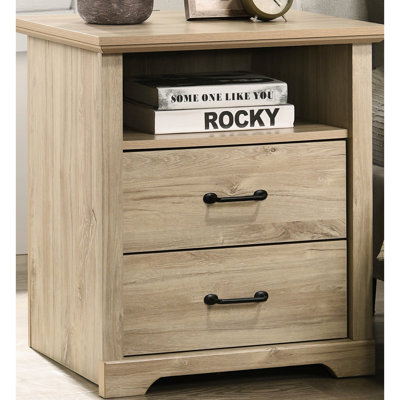 Table de chevet de 22 po de large avec 2 tablettes de chevet en chêne de 22 po, poids supérieur de 22 lb avec ports, chargement de 30 tiroirs