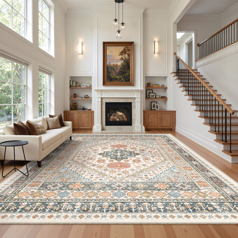 Malaika Machine-Washable Non-Slip Medallion Area Rug, Rectangle 9' x 12', Multicolor