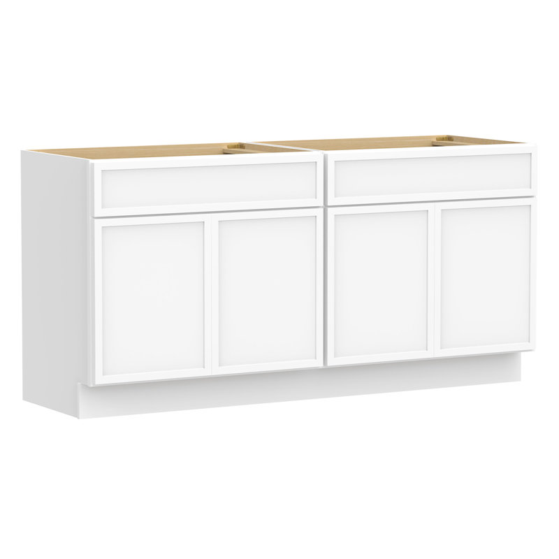 60" Double Bathroom Vanity Base Only, White