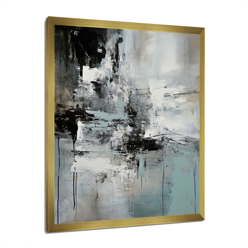 «Serene Subtility In Abstract Light Blue I», reproduction d'art sur toile, Cadre doré à une seule photo