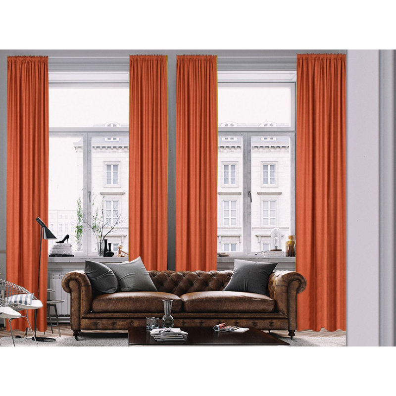 Lined Blackout Extra Long & Extra Wide Custom Made Decorative Single Panel Curtain, 52" W x 95" L, Brick