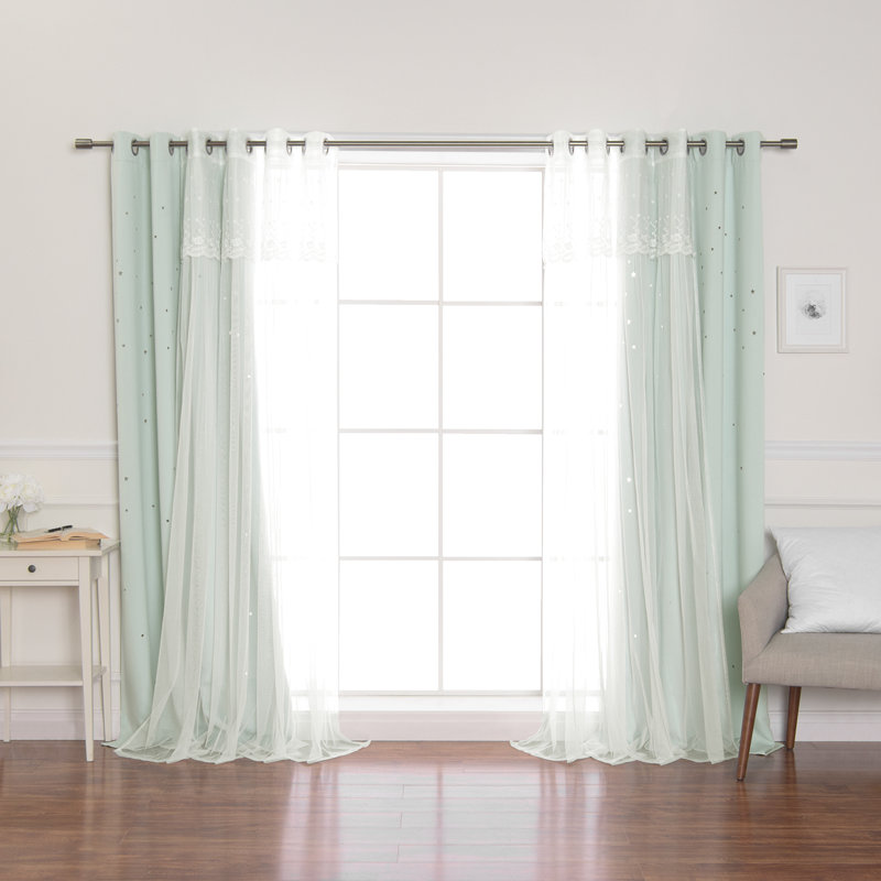 Mazzone Room Darkening Curtain, Mint