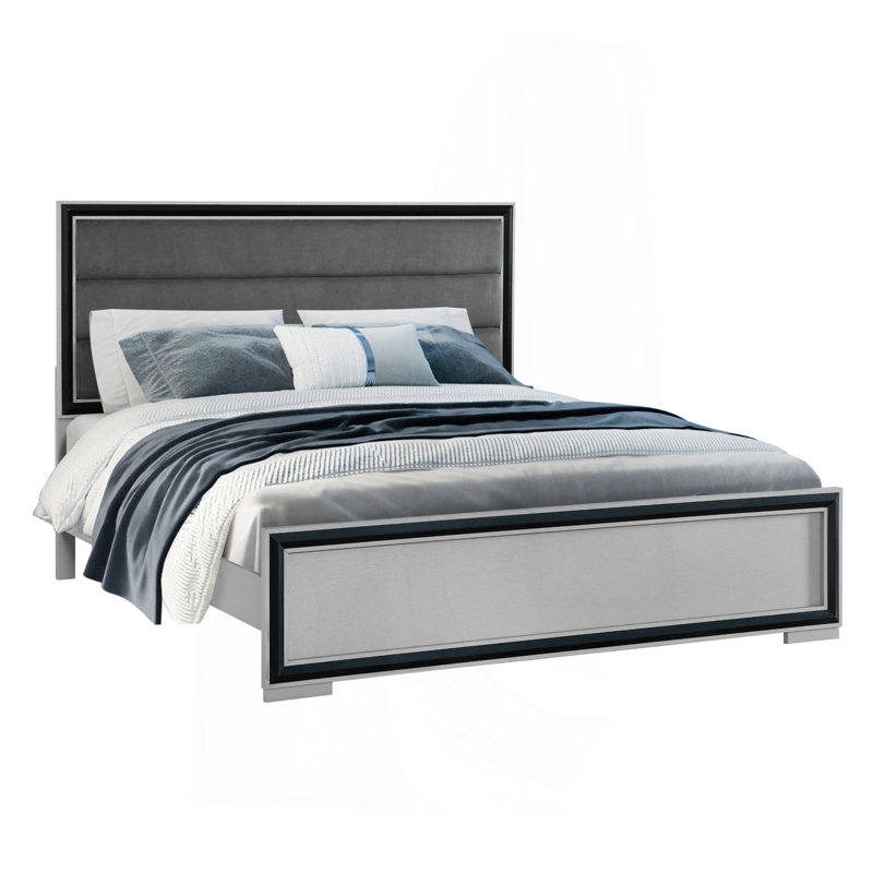 ADELAIDE GREY BLACK QUEEN BED W/LED, Queen