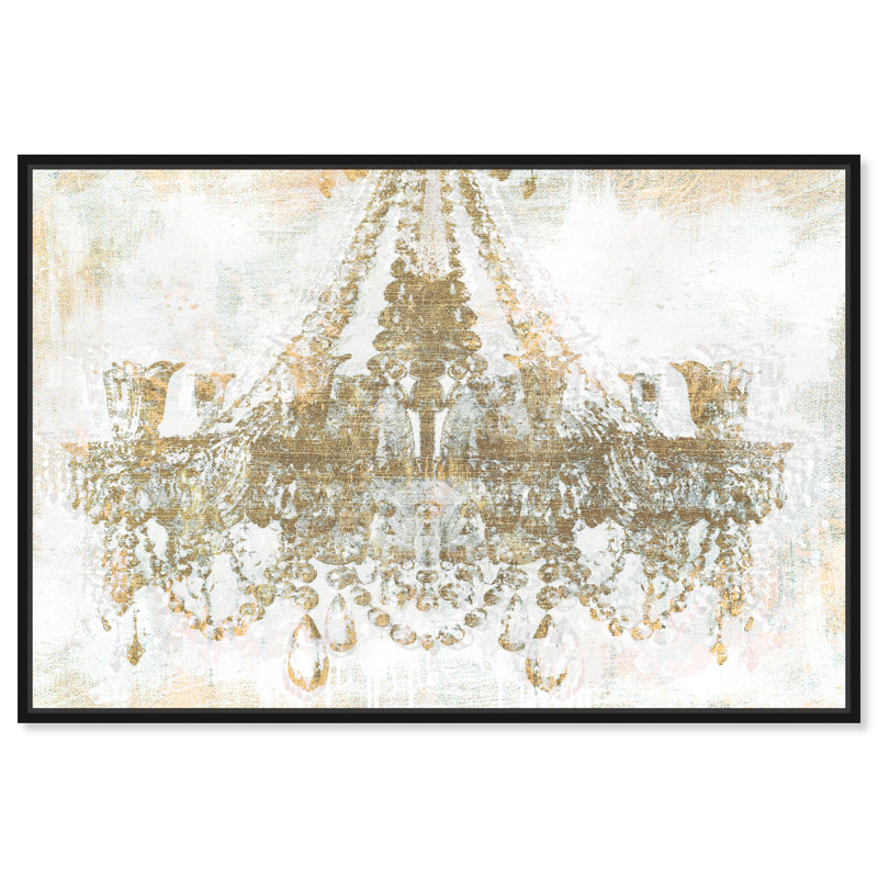«Gold Diamonds Glam Metallic Chandelier» encadré sur toile par Oliver Gal, impression, H 11 po x l 16 po x P 1,75 po