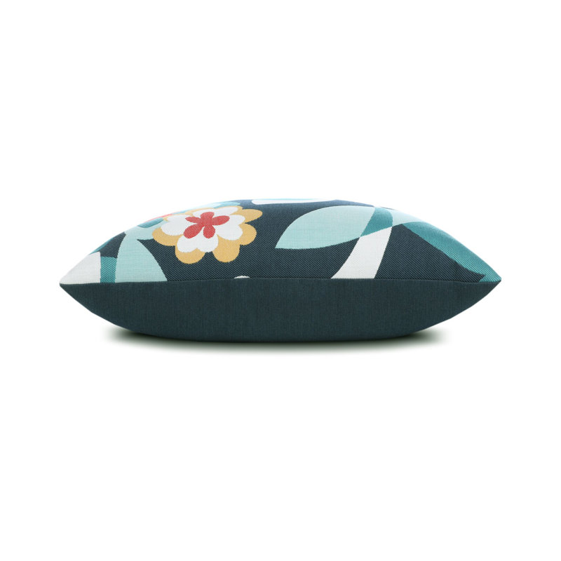 Floral Impact Outdoor Square Sunbrella® Pillow Cover & Insert, Navy/White/Yellow