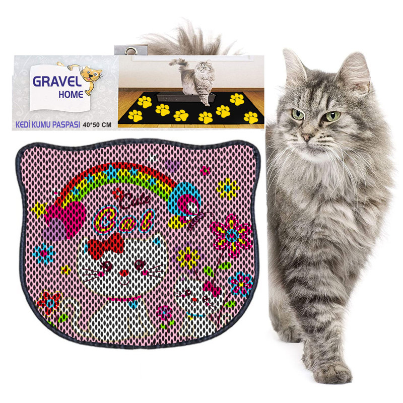 Tapis de litière durable pour chat, 15,7 po x 19,7 po | 50% PVC / 50% polyester, lavable à la machine et passer l'aspirateur | Parfait pour un nettoyage facile, conception antidérapante pour garder votre maison propre et fraîche, idéal pour les propriétaires d'animaux de compagnie