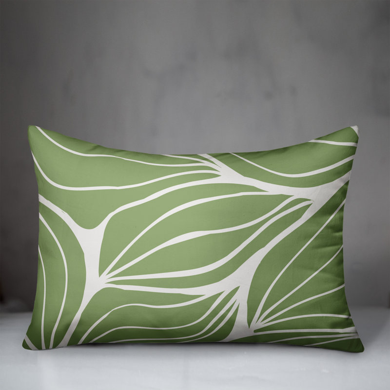Indoor / Outdoor Floral Pillow Cover and Insert, Green