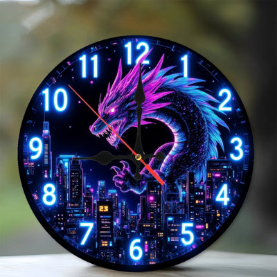 Horloge néon dragon