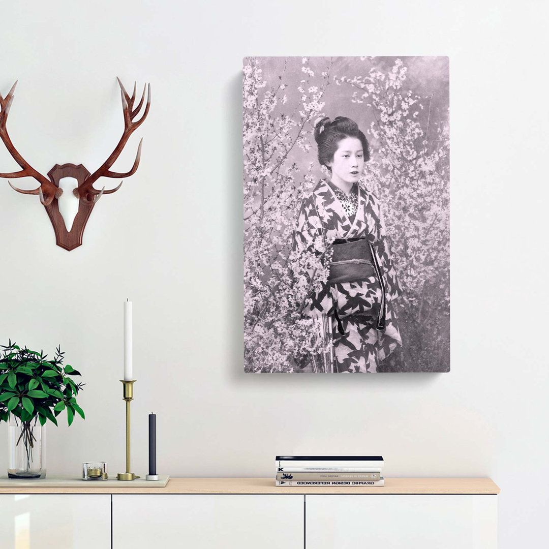 Geisha & Cherry Blossoms by Ogawa Kazumasa - Wrapped Canvas