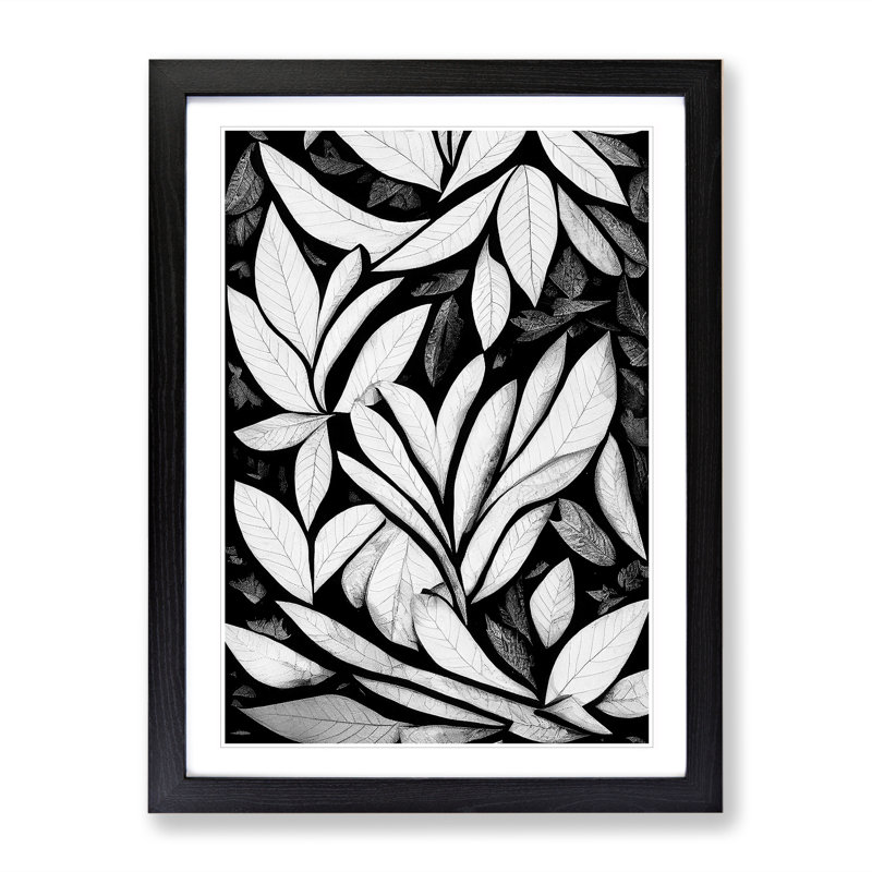 Monochrome Leaves No.4 - Framed Print, Black, 64cm H x 46cm W x 2cm D