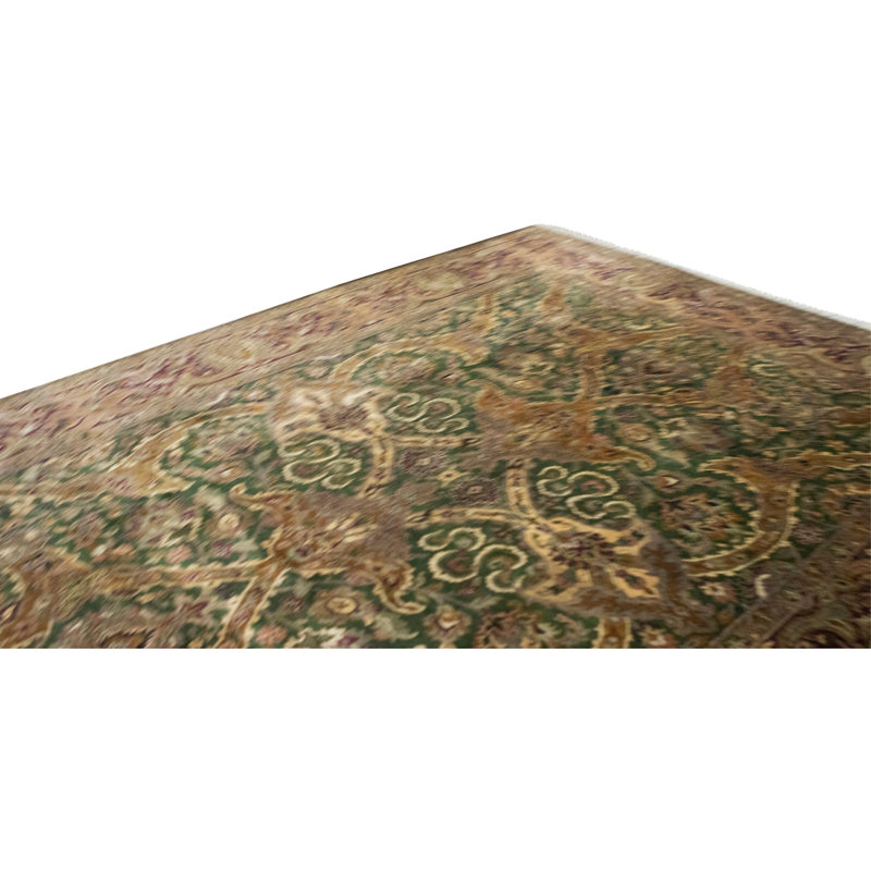 High-Quality Hand-Knotted Green And Red Area Rug