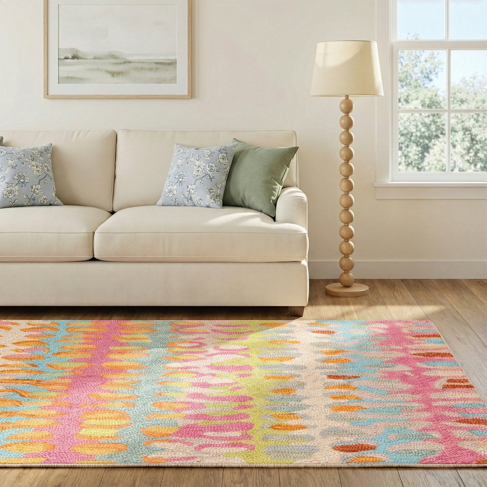 Paint Chip Confetti Hand-Hooked Abstract Wool Rug, Rectangle 5' x 8'