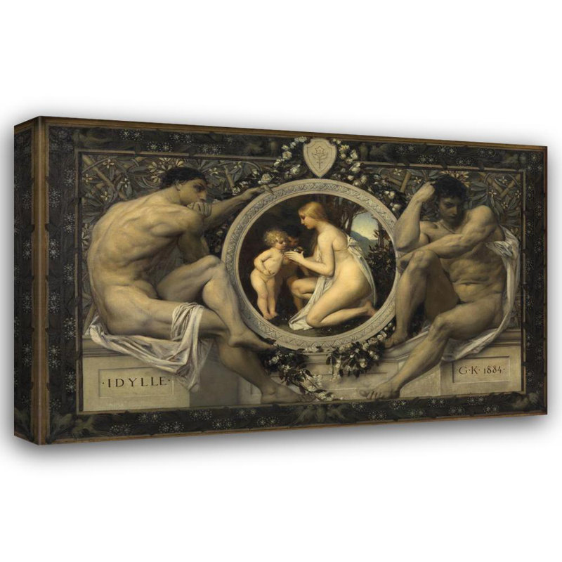 "Idylle" par Gustav Klimt - Toile tendue avec châssis, H 24 po x l 17 po