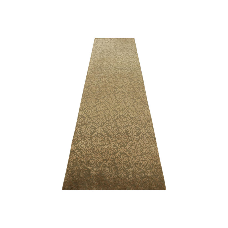 Hand Knotted Wool Floral Area Rug in Brown/Beige