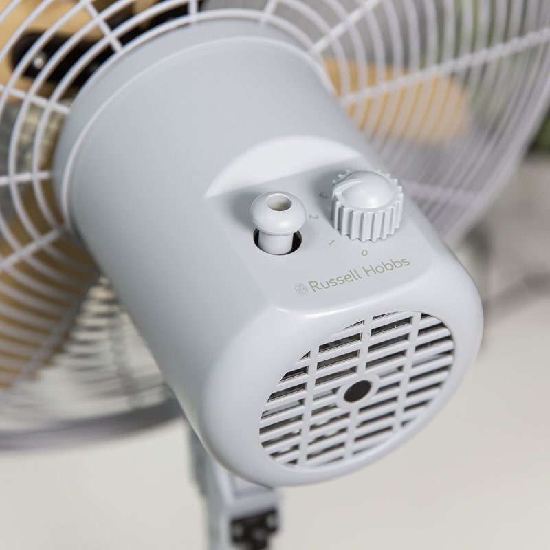 Russell Hobbs 16” Scandi Pedestal Fan, Grey/Light Yellow Wood