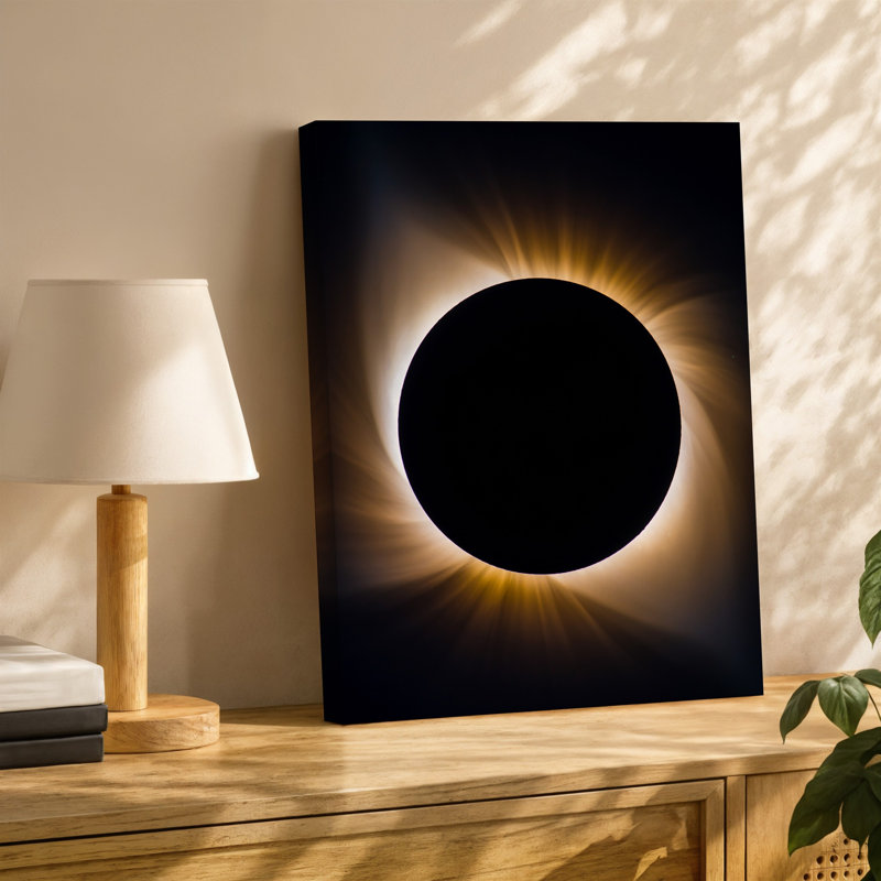 Reproduction d'art sur toile, une éclipse solaire à couper le souffle capturée dans un gros plan dramatique mettant en vedette la silhouette sombre de la lune