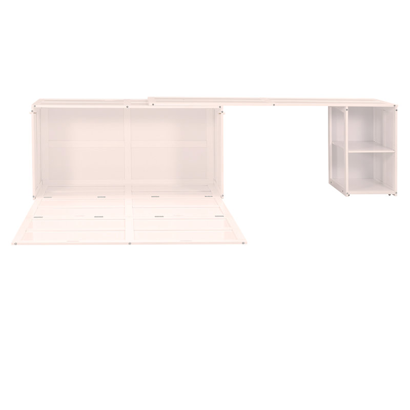 Queen Size Murphy Bed With Rotable Desk, White