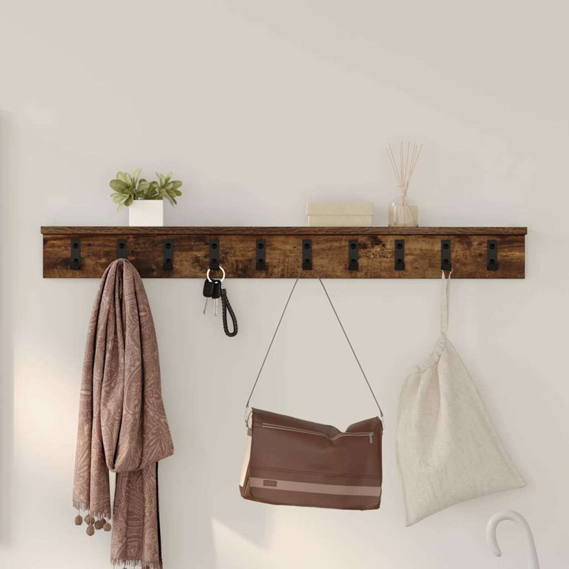 Wall-Mounted Coat Rack 100 X 10.5 X 10.5 Cm, Smoked Oak