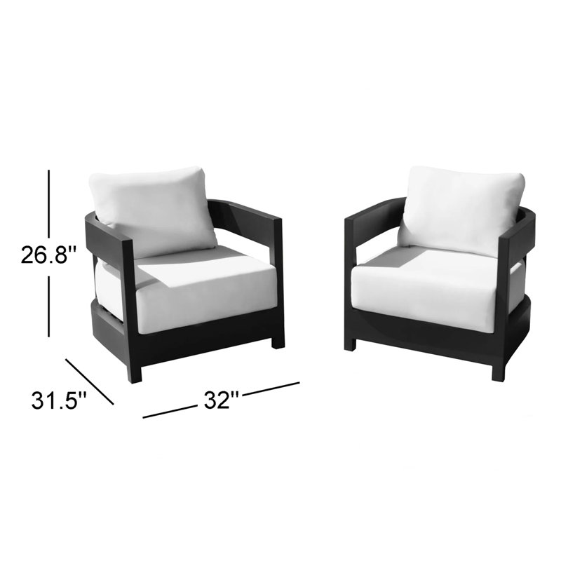 Chaise de patio avec coussins Everlee, Sunbrella® blanc