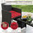 8 PCS Patio Conversation Set with Seat Cushions & Tempered Glass Tabletop, Porch Red+Black-446551939-446551942