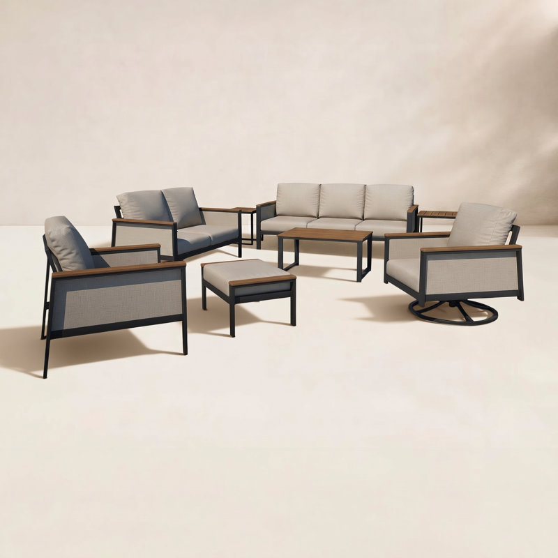 Townsend 7-Person Acrylic Sofa Seating Group with Cushions , Cast Silver