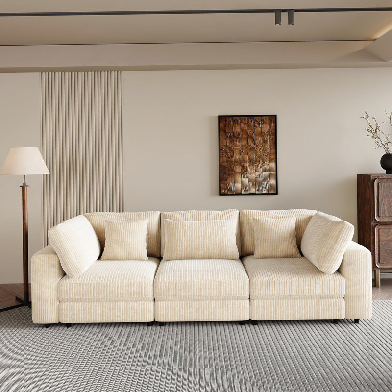 Canapé confortable à 3 places avec coussins amovibles et plusieurs coussins pour la maison