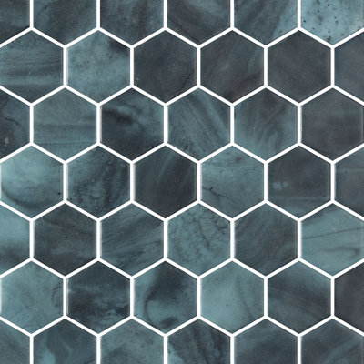 Carreau de mosaïque de verre et de mur en verre recyclé hexagonal Spectrum 