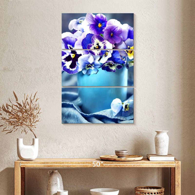 Harnek Pansies In A Vase, 38" H x 24" W
