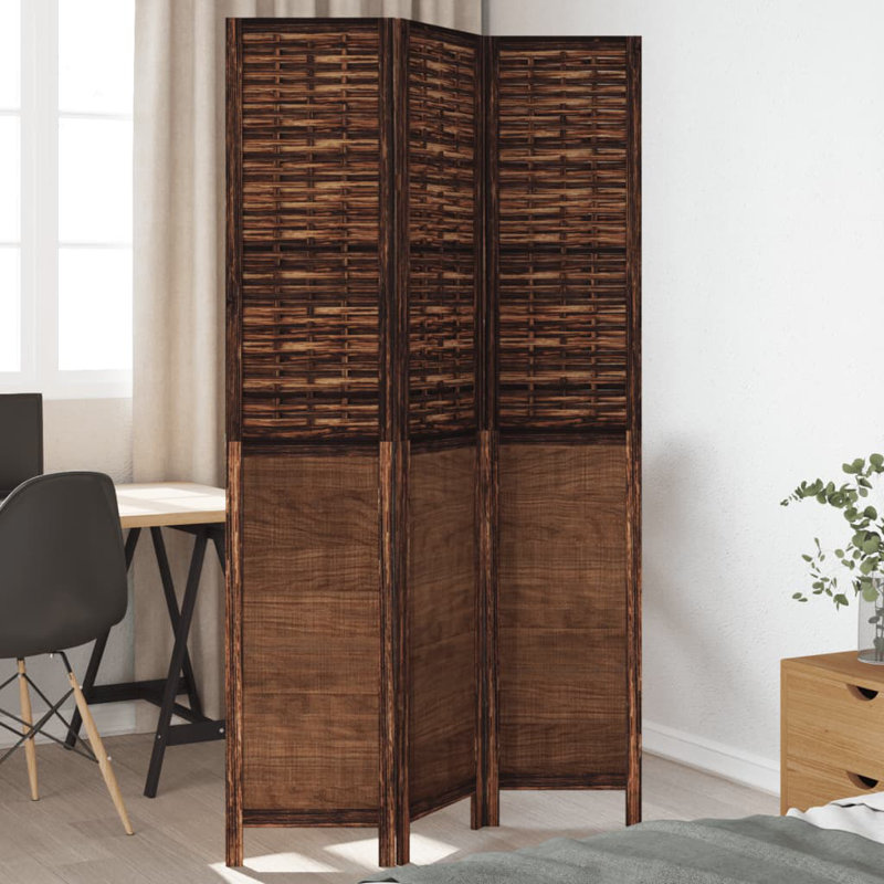  Paravent en bois massif brun foncé 3 panneaux Paulownia, H 78,7 po x l 43,3 po x P 0,63 po, Marron foncé