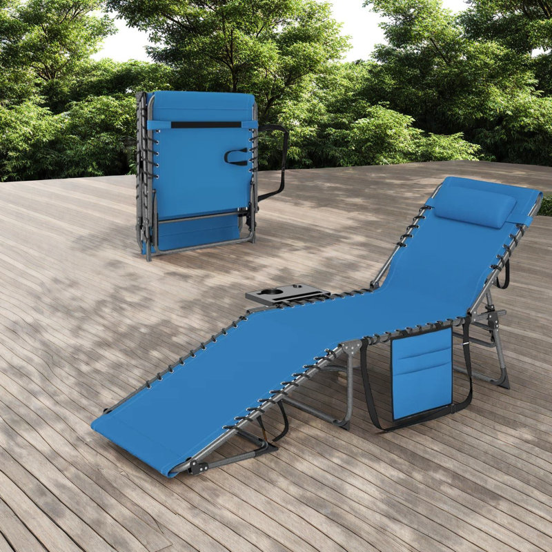 Adjustable Steel Patio Lounge Chairs, Foldable And Portable For Outdoor Relaxation