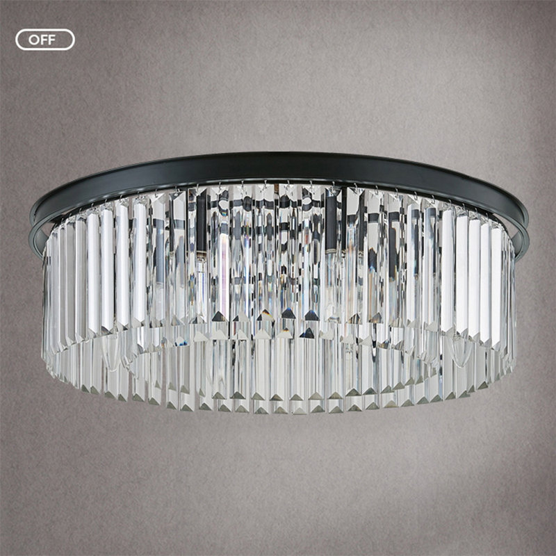 Flush Mount Crystal Chandelier Ceiling Light