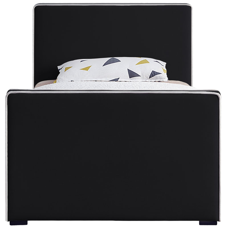 Haneesh Upholstered Unfinished Panel Bed, Twin, Black Velvet