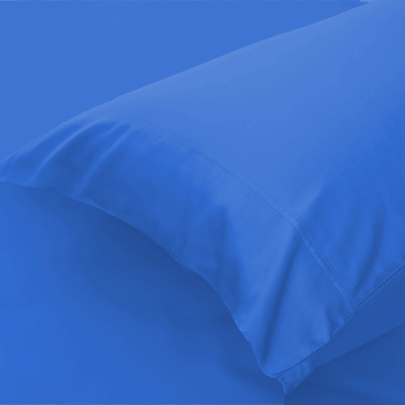 Ensemble de draps 100% coton 230 fils, Bleu, Ensemble de drap pour lit très grand avec drap-ho