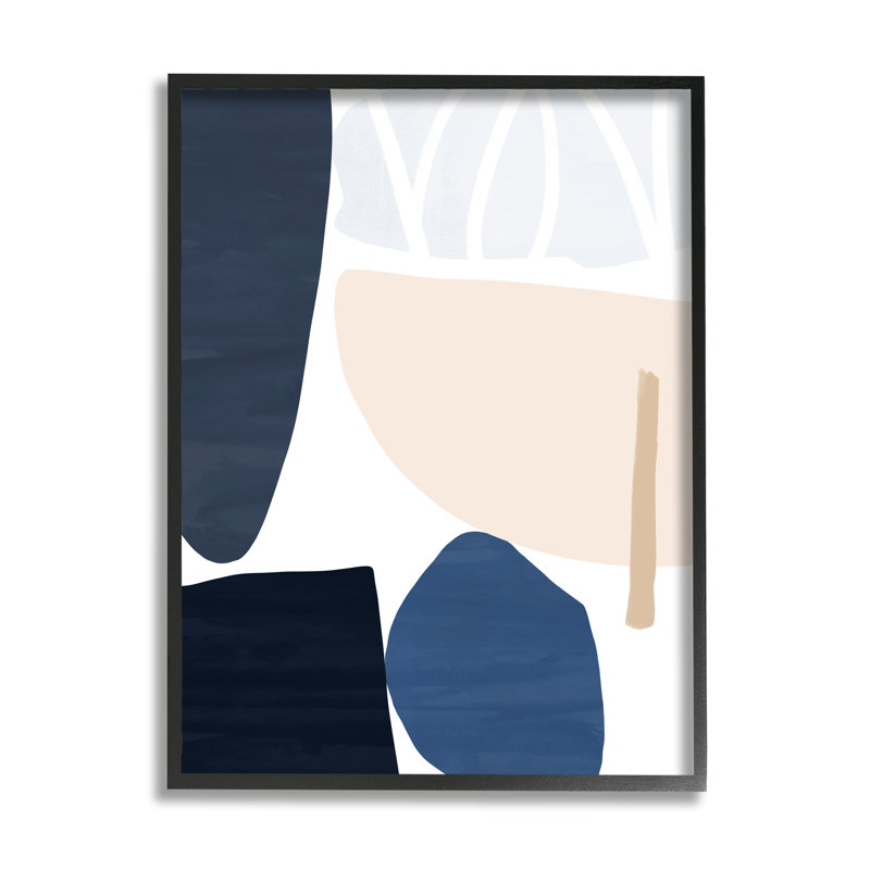 Abstrait, collage, forme moderne, bleu, rose, beige, noir, estampe numérique, art texturé par Victoria Barnes
