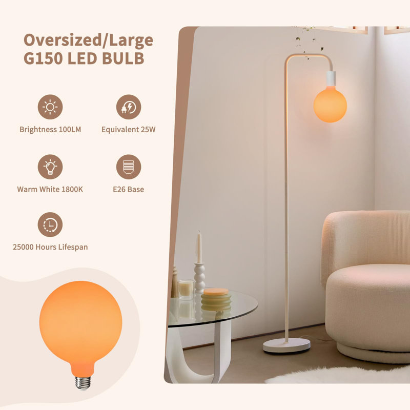 Floor Lamp Minimalist with Modern LED Bulb, White