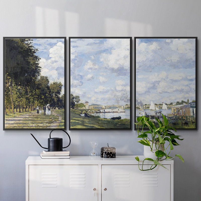 3 pièces Monet, Noir, H 24 po x l 48 po x P 2 po