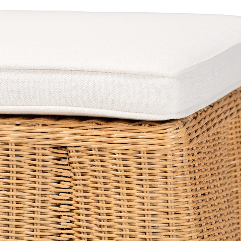 Naturel avec motif festonné ondulé, forme rectangulaire, siège amovible rembourré en tissu de couleur miel, profondeur 22,29 po, largeur 46,24 po, hauteur 18,53 po, bordure 28,32 lb, bordure, mousse