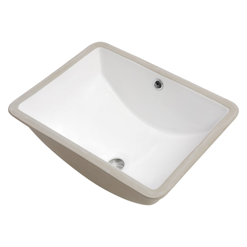 Évier rectangulaire en céramique blanche de 18,5 po x 14 po avec trop-plein - encastré, élégant, teint pour la maison et la salle de bain Design moderne encastrable de 18,5 po x 14 po, salle de bain, restaurant, bureau