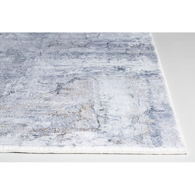 Gray Distressed Marble Area Rug, Rectangle 6' x 9'