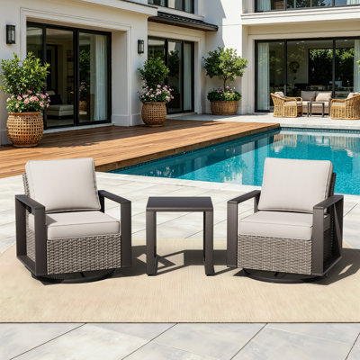 Gieselind Wicker 2 - Person Patio Conversation Set with Cushions