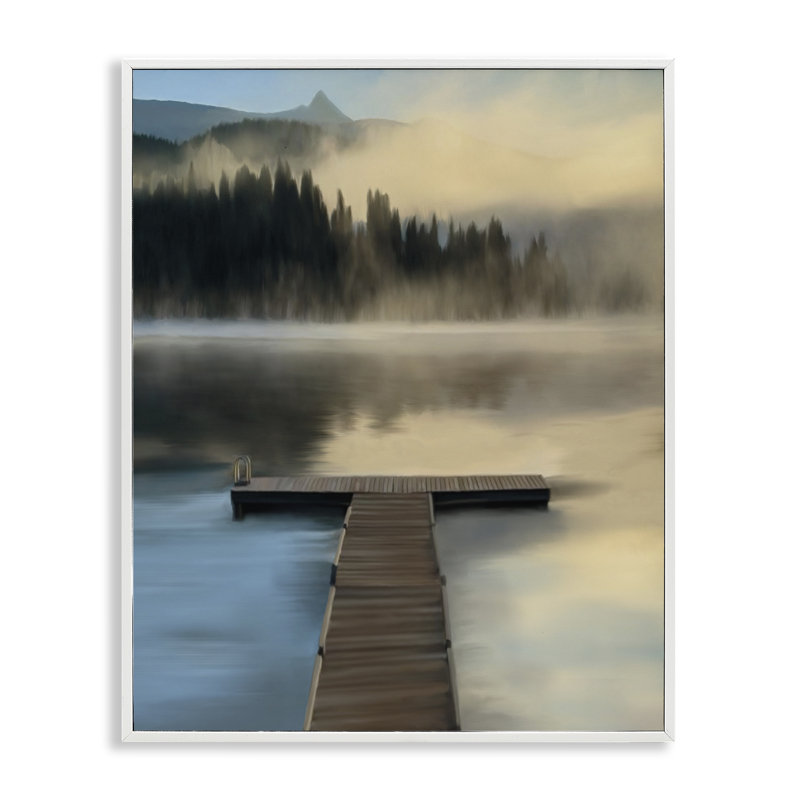 Giclée encadrée, "Reflect Lake At Dusk", conception par Renel Peters, Encadrement giclée blanc côtier, H 20 po x l 16 po