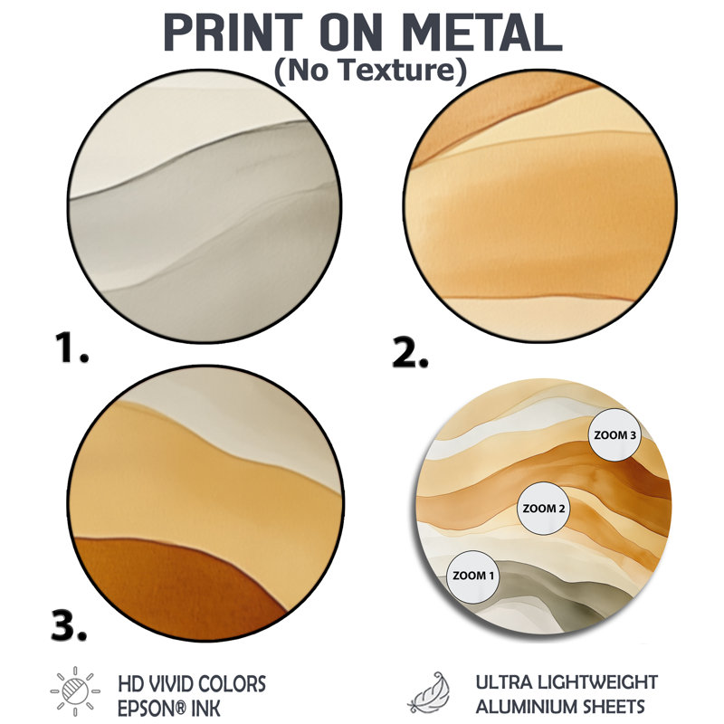 «Soft Clay Ripple - Abstract Minimalisme», art mural rond en métal, L 36 po x H 36 po