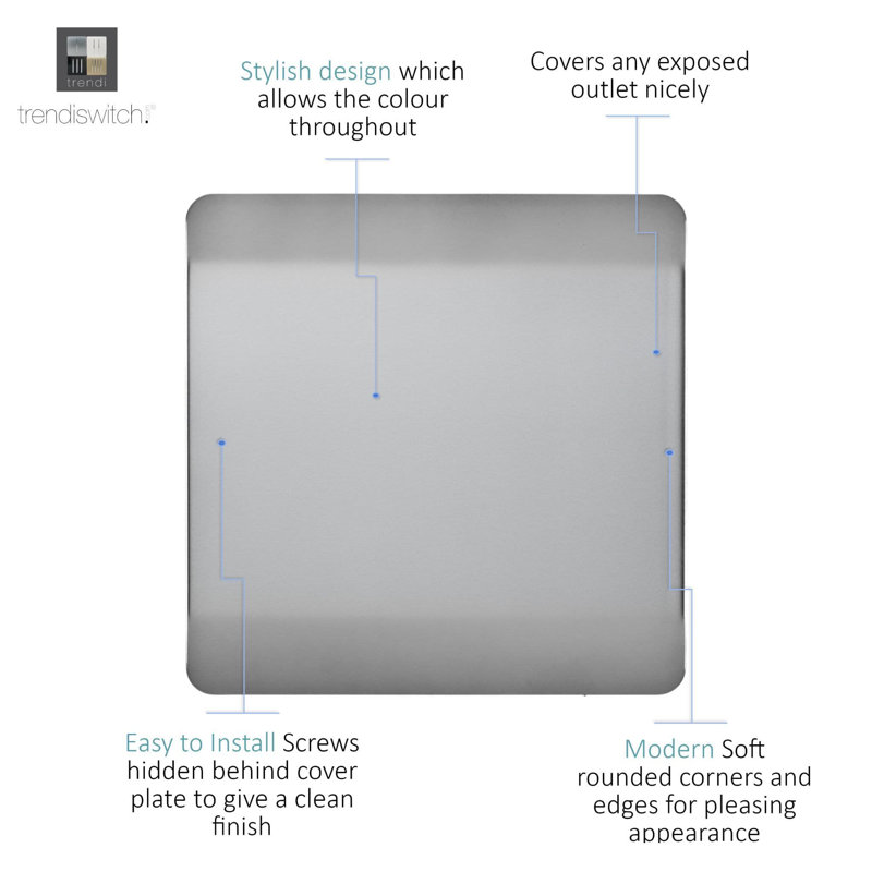 Trendi Switch Single Blanking Plate, Steel