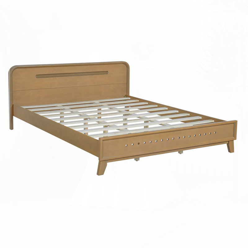 Wood Platform Bed, Natural Yellow, Queen