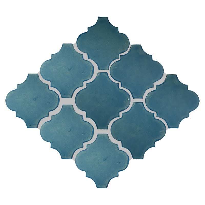4" x 4" 9pcs TalaMex Lantern Mexican Arabesque Clay Tile Handmade Talavera Backsplash, Blue